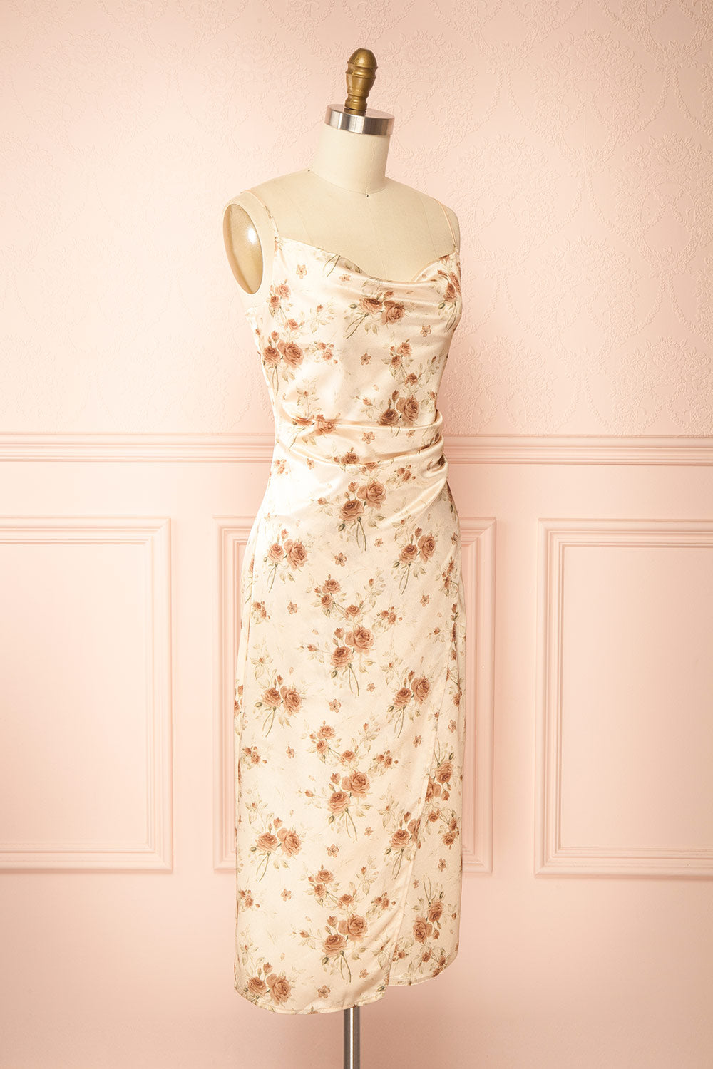 Rossy Cowl Neck Floral Midi Dress | Boutique 1861 side view