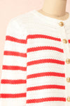 Rosye White Knit Cardigan w/ Red Stripes | Boutique 1861 side