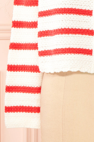 Rosye White Knit Cardigan w/ Red Stripes | Boutique 1861 bottom