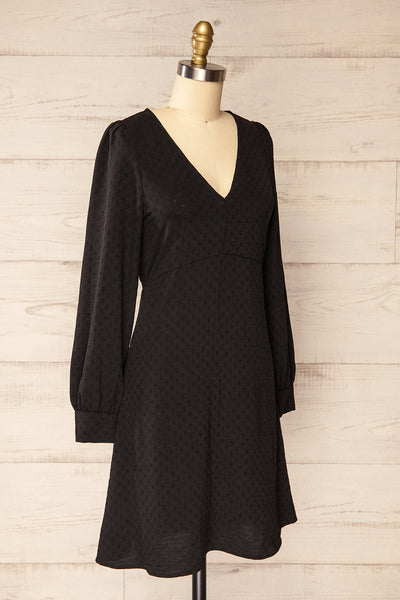 Rotherham Black Short A-line Dress w/ Long Sleeves | La petite garçonne side view