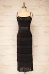 Rotherwick Black Knit Openwork Midi Dress | La petite garçonne front view