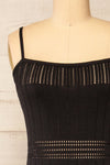 Rotherwick Black Knit Openwork Midi Dress | La petite garçonne front close-up