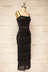 Rotherwick Black Knit Openwork Midi Dress | La petite garçonne side view