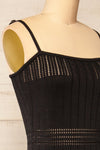 Rotherwick Black Knit Openwork Midi Dress | La petite garçonne side close-up