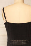 Rotherwick Black Knit Openwork Midi Dress | La petite garçonne back close-up