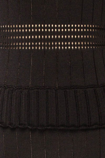 Rotherwick Black Knit Openwork Midi Dress | La petite garçonne fabric