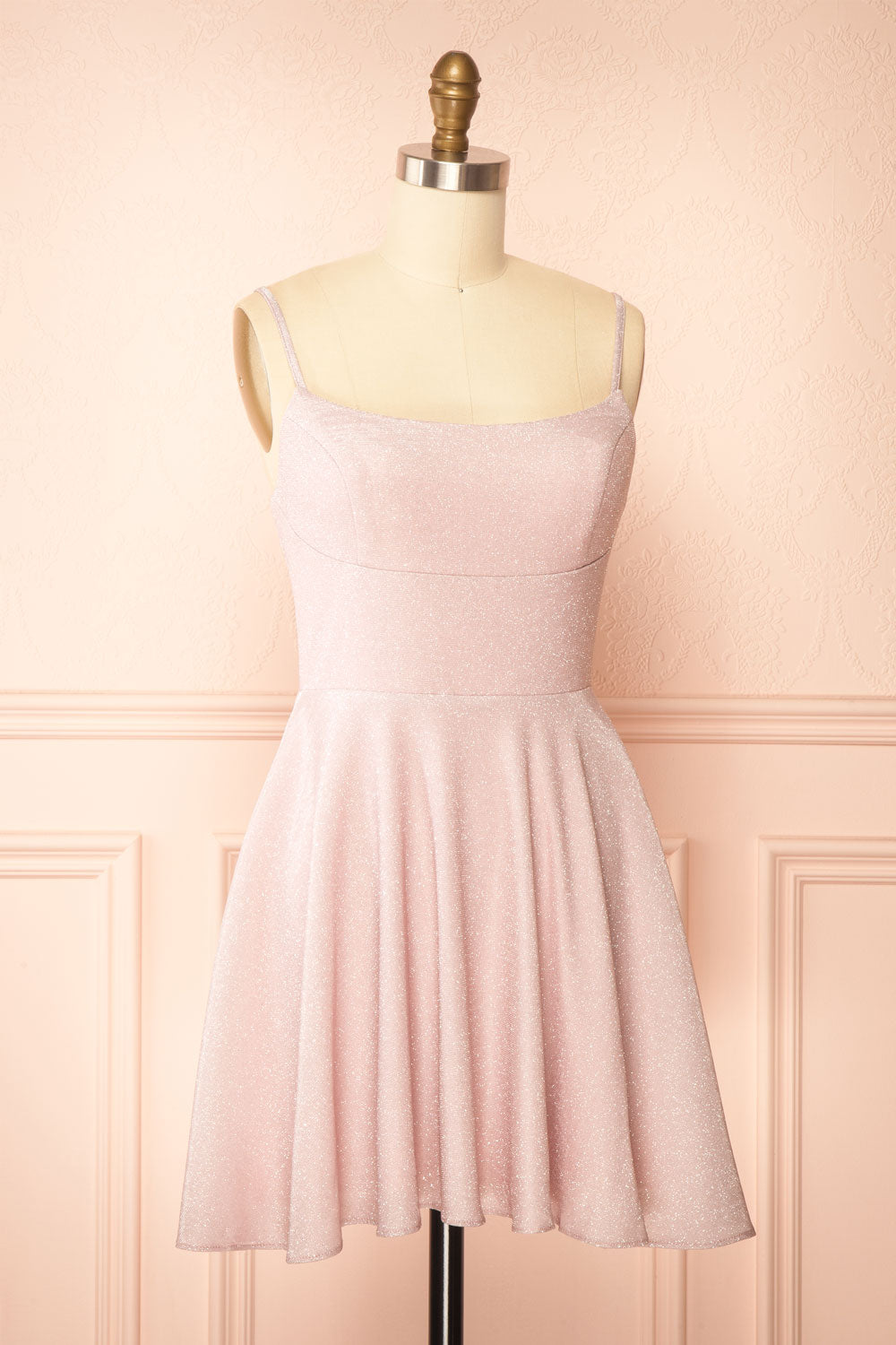 Rowyn Blush Short Sparkly Dress with Pockets | Boutique 1861 side