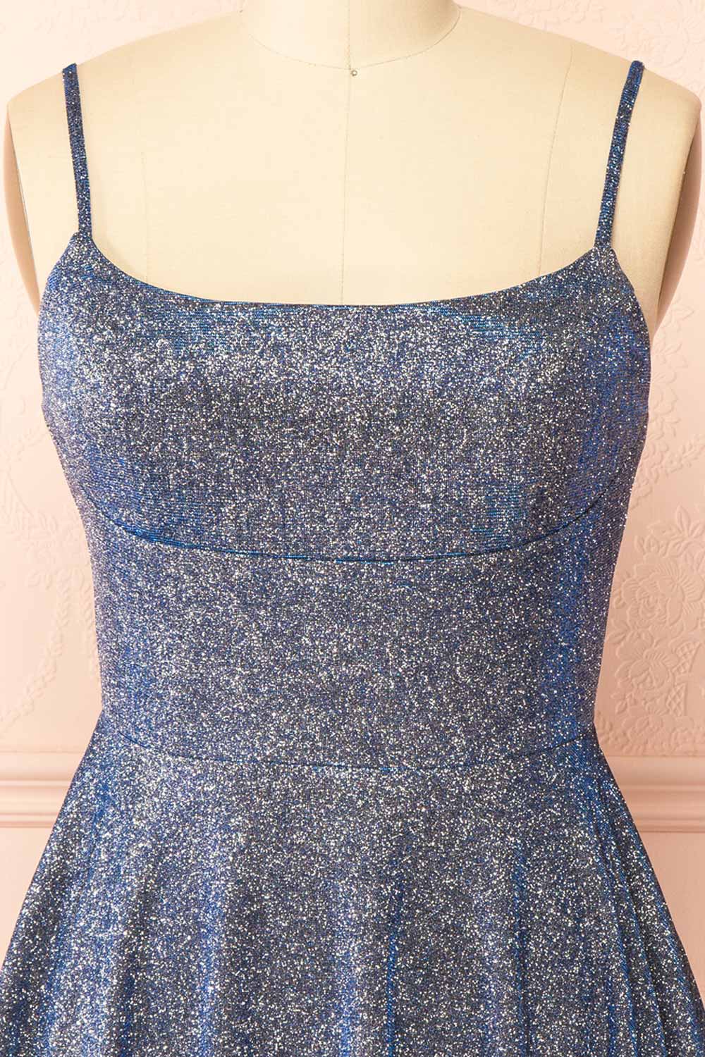 Rowyn Navy Short Sparkly Dress with Pockets | Boutique 1861 Front view