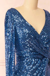 Roxy Blue Sequins Long-Sleeved Maxi Dress | Boutique 1861  side