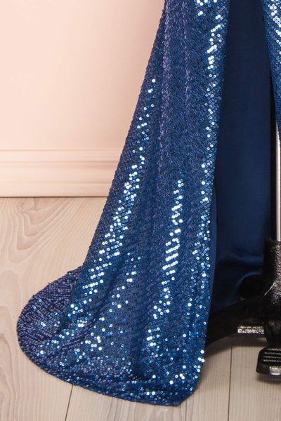 Roxy Blue Sequins Long-Sleeved Maxi Dress | Boutique 1861  bottom