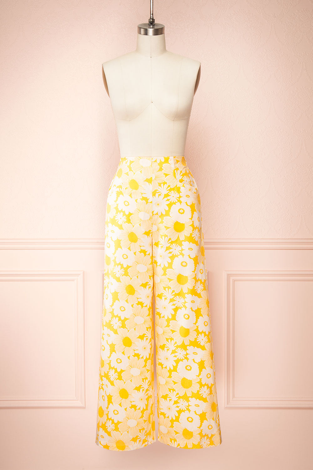 Rumer | Yellow Floral High-Waisted Pants