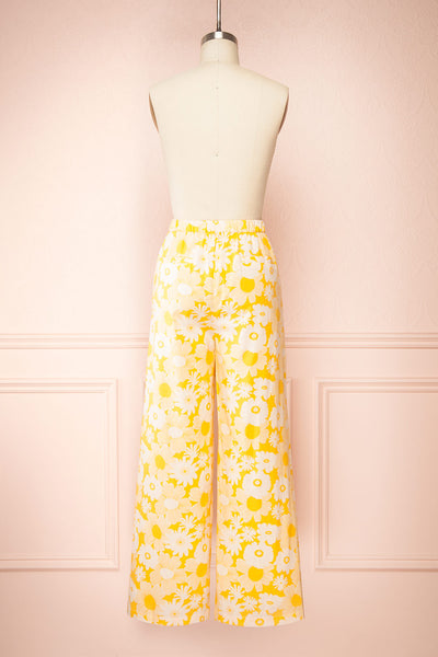 Rumer Yellow Floral High-Waisted Wide Leg Pants | Boutique 1861 back view