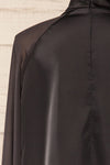 Rumoi Black Silky Blouse w/ Sheer Sleeves | La petite garçonne back close-up