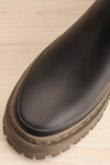 Rustavi Matte Black Platform Rain Boots | La petite garçonne flat close-up