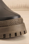 Rustavi Matte Black Platform Rain Boots | La petite garçonne front close-up