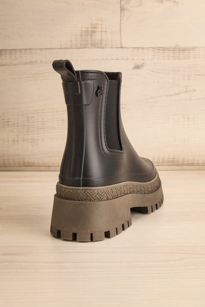 Rustavi Matte Black Platform Rain Boots | La petite garçonne back view
