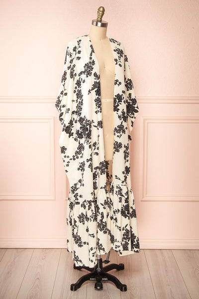 Rutta Ivory Floral Kimono w/ Ruffles | Boutique 1861 side view