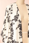 Rutta Ivory Floral Kimono w/ Ruffles | Boutique 1861 side close-up