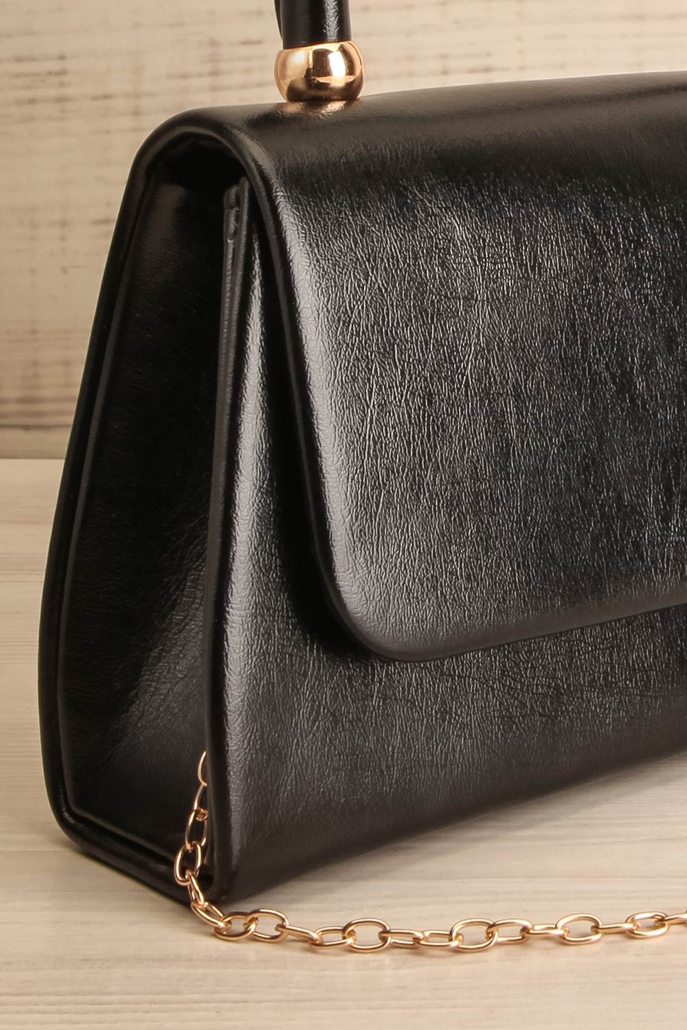 Rydell Black Crossbody Handbag | La petite garçonne side close-up