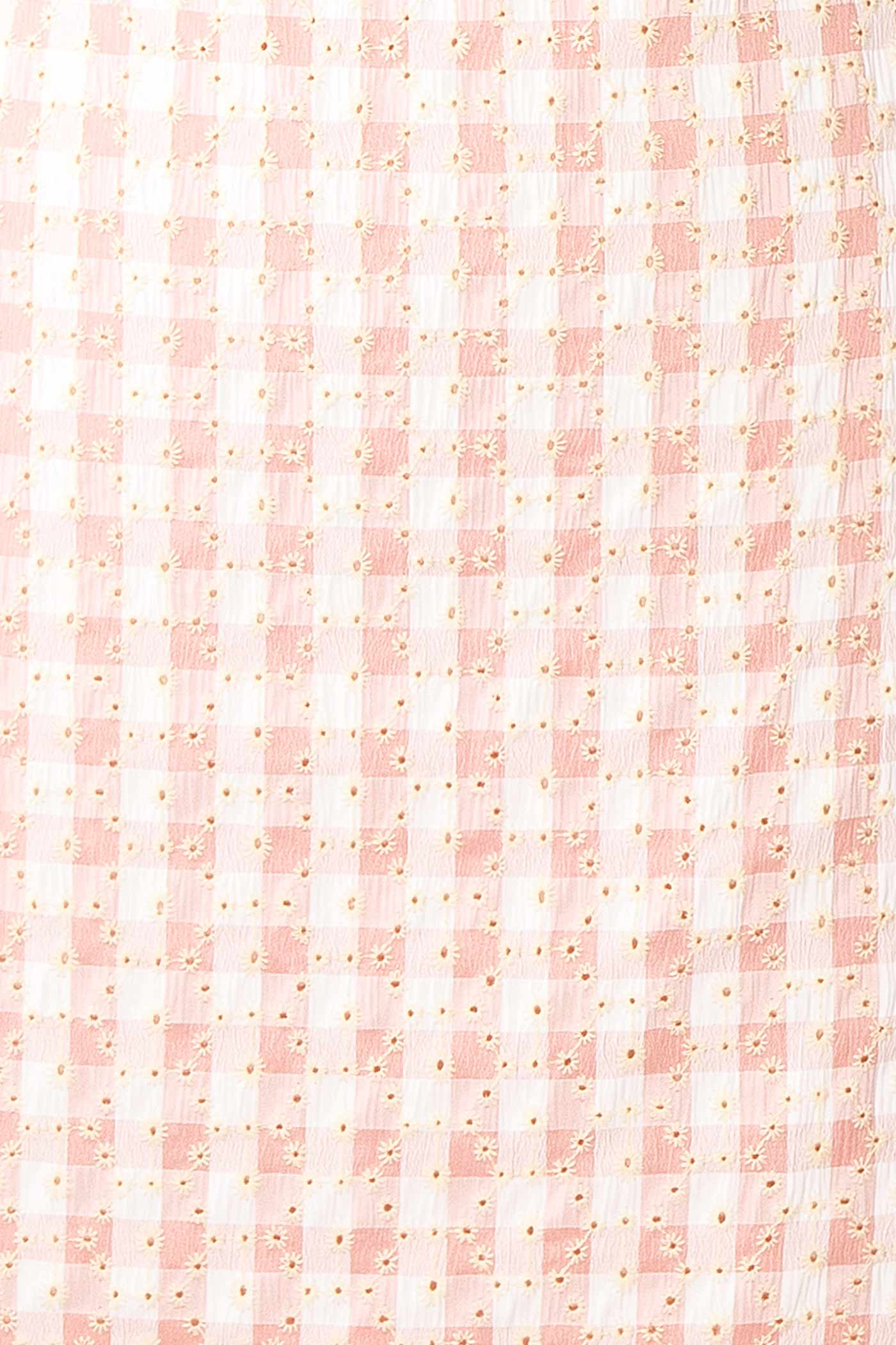 Sabinna | Pink Gingham Broderie Mini Dress with Back Tie