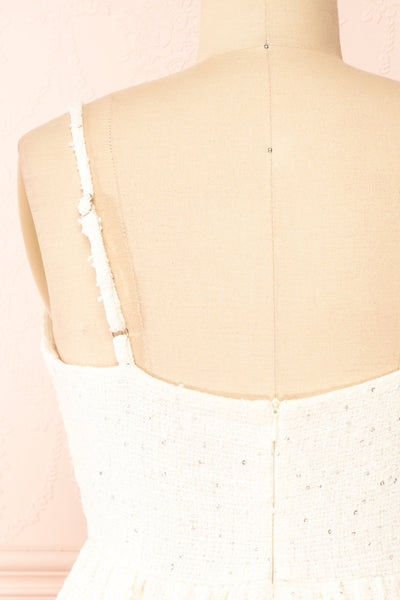 Sabrina Short Cream Tweed Dress w/ Bows | Boutique 1861 back