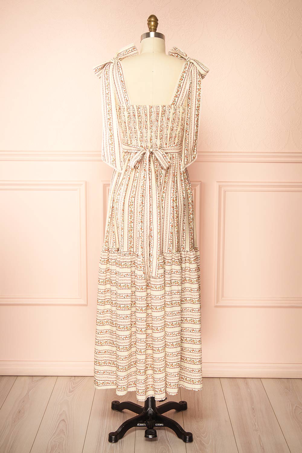 Sachiko Long Floral Dress with Tie-Up Straps | Boutique 1861 back view