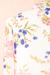 Safa Floral Chiffon Blouse w/ Bow Collar | Boutique 1861 back close-up