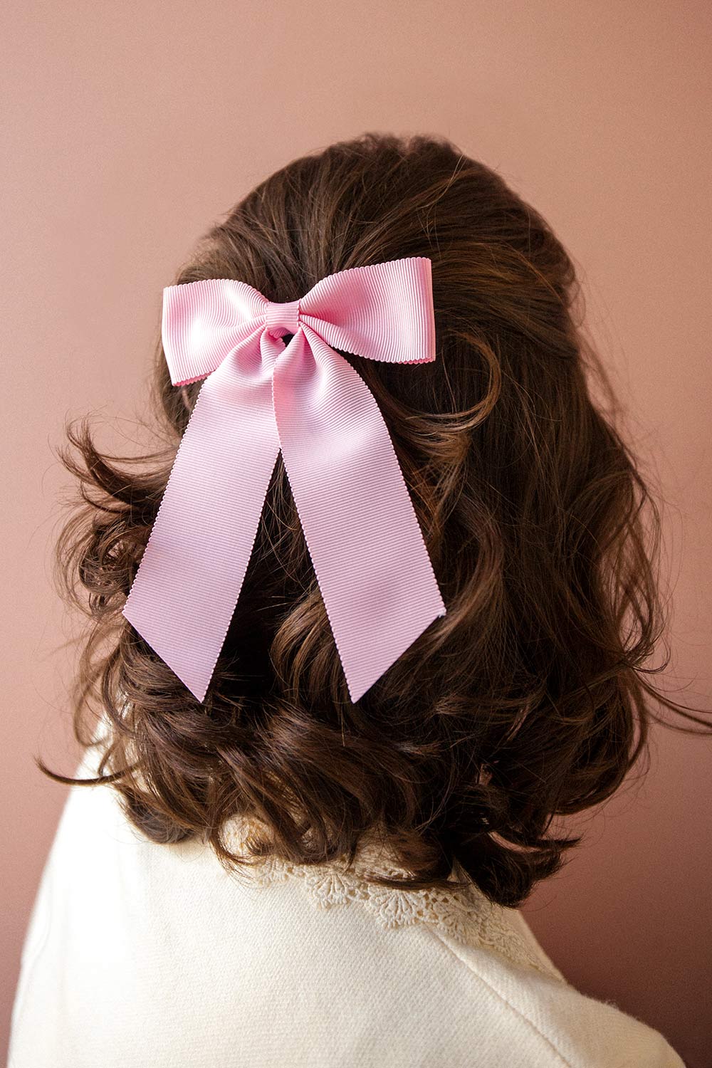 Saffy Pink Ribbed Bow Barrette | Boutique 1861 model