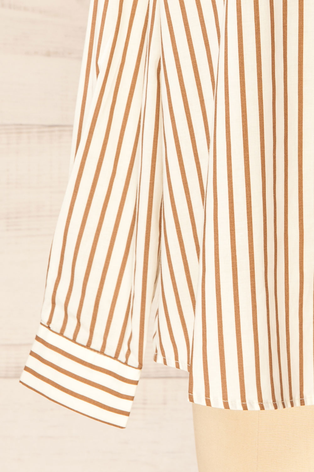 Safire Brown Oversized Striped Cotton Shirt | La petite garçonne sleeve 