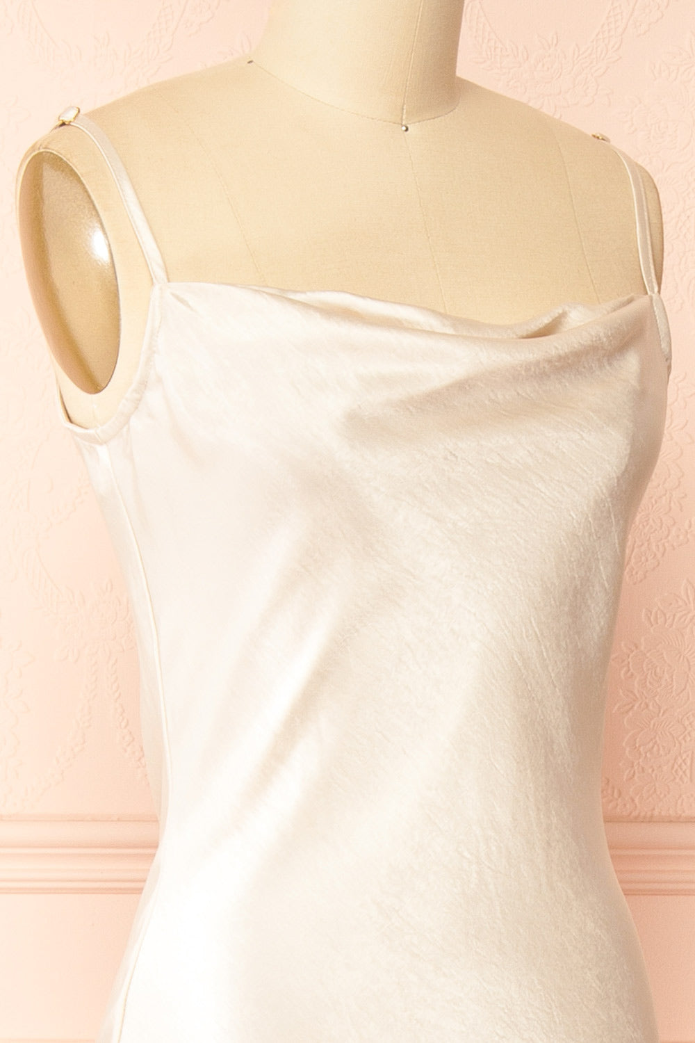 Safiya Ivory | Satin Maxi Dress with Faux Fur Shawl