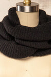 Saguenay Black Ribbed Knit Infinity Scarf | La petite garçonne close-up