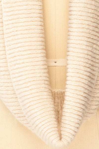 Saguenay Ivory Ribbed Knit Infinity Scarf | La petite garçonne details