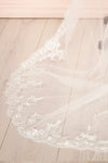 Salacia Mesh Wedding Veil w/ Floral Lace | Boudoir 1861 close-up