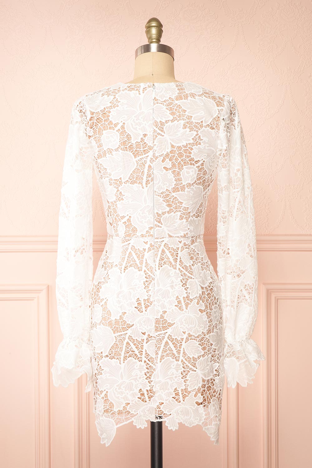 Samantha White Lacey Short Dress | Boutique 1861 back view