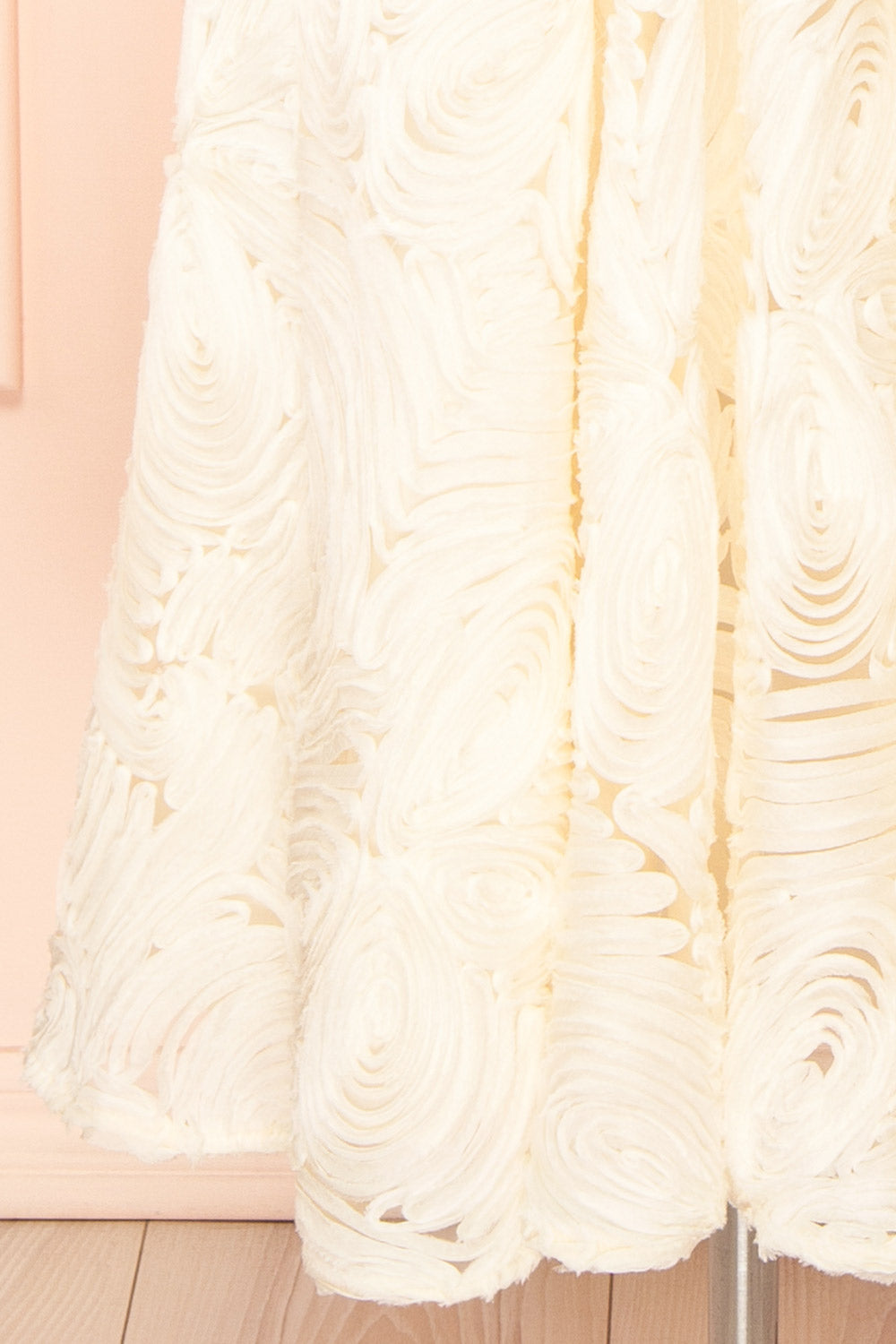 Samarah Midi Ivory Dress with Swirling Textured Pattern | Boudoir 1861  bottom