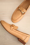 Sambina Caramel Leather Loafers w/ Golden Hardware | La petite garçonne flat view