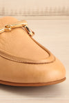 Sambina Caramel Leather Loafers w/ Golden Hardware | La petite garçonne front close-up