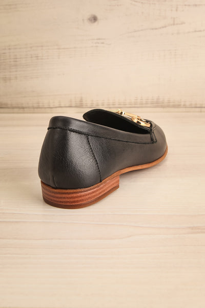 Sambina Black Leather Loafers w/ Golden Hardware | La petite garçonne back view