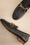 Sambina Black Leather Loafers w/ Golden Hardware | La petite garçonne flat view