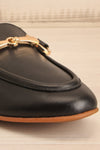 Sambina Black Leather Loafers w/ Golden Hardware | La petite garçonne front close-up