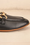 Sambina Black Leather Loafers w/ Golden Hardware | La petite garçonne side front close-up