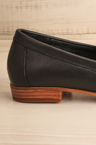 Sambina Black Leather Loafers w/ Golden Hardware | La petite garçonne side back close-up