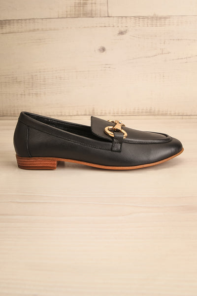 Sambina Black Leather Loafers w/ Golden Hardware | La petite garçonne side view