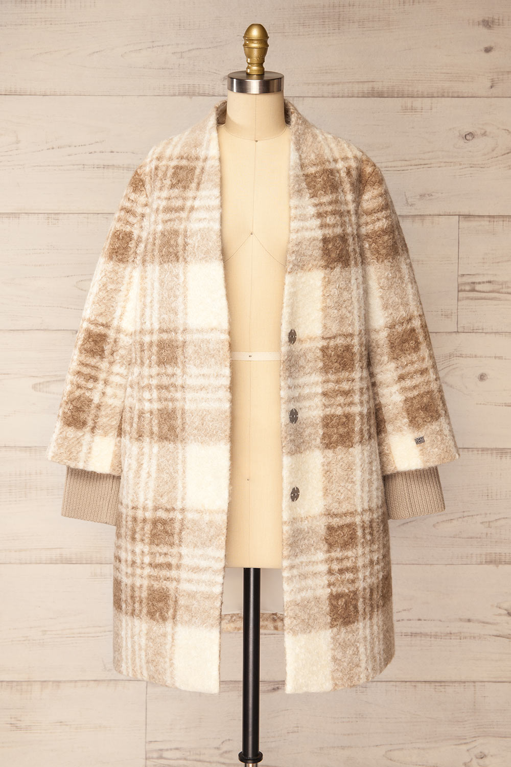 Samentha Plaid Felt Coat | La petite garçonne open view