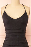 Samira Black Sparkly Mermaid Maxi Dress w/ Slit | Boutique 1861 front