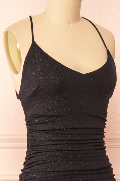 Samira Black Sparkly Mermaid Maxi Dress w/ Slit | Boutique 1861 side