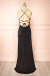 Samira Black Sparkly Mermaid Maxi Dress w/ Slit | Boutique 1861 back view