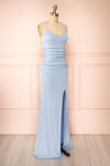 Samira Blue Sparkly Mermaid Maxi Dress w/ Slit | Boutique 1861 side view