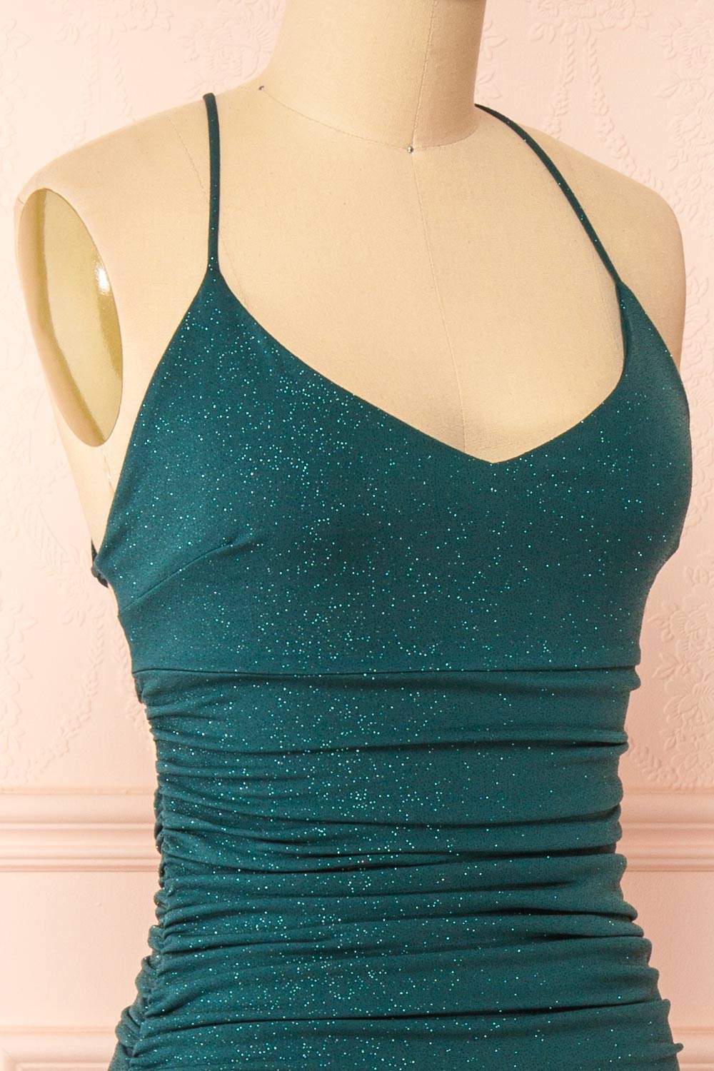Samira Green Sparkly Mermaid Maxi Dress w/ Slit | Boutique 1861  side