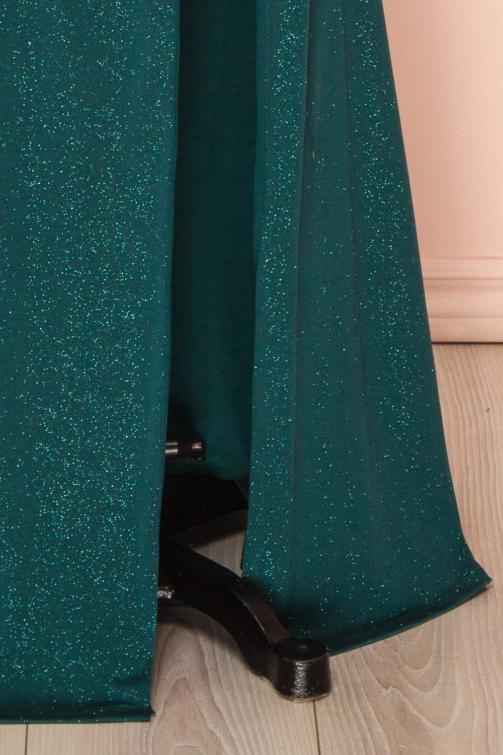 Samira Green Sparkly Mermaid Maxi Dress w/ Slit | Boutique 1861  bottom